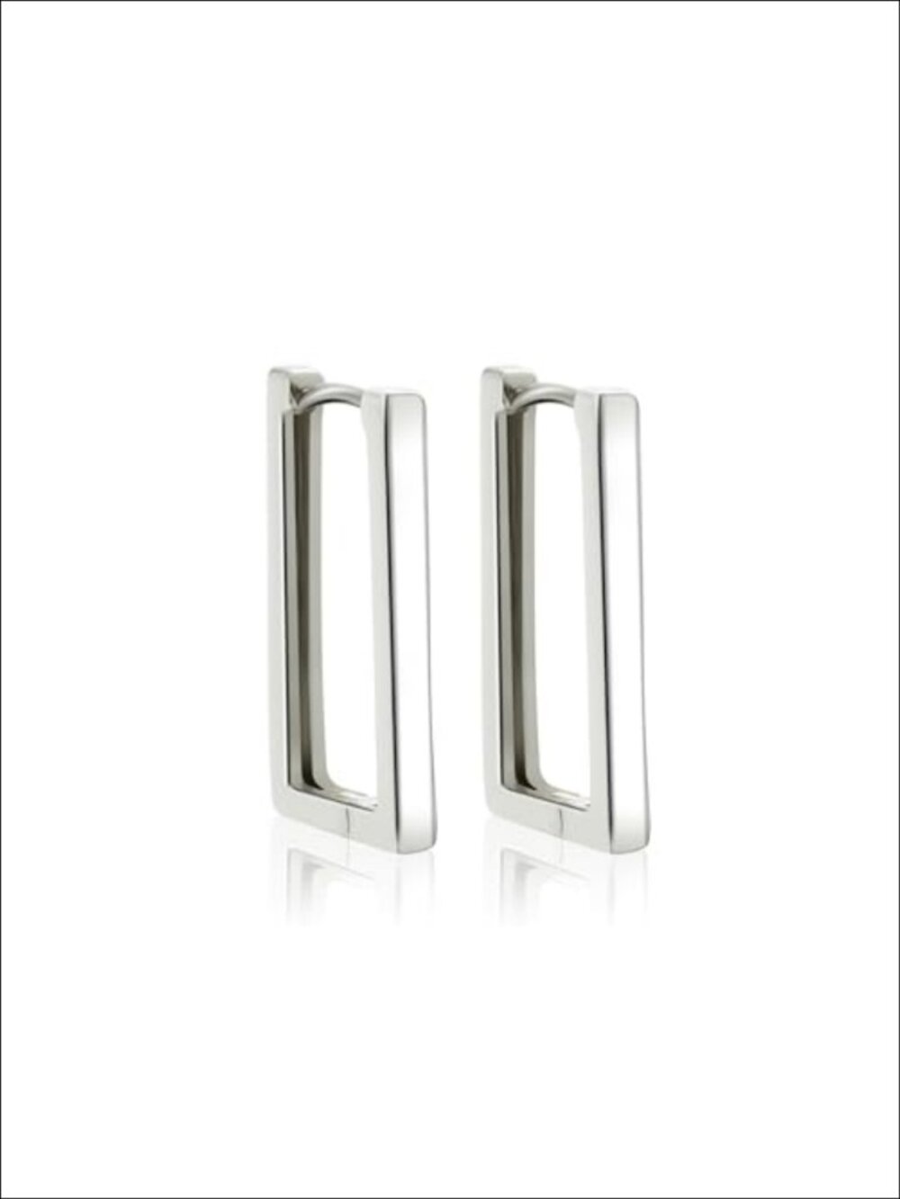 Sterling Silver Geometric Hoop Earrings with White Gold Plating